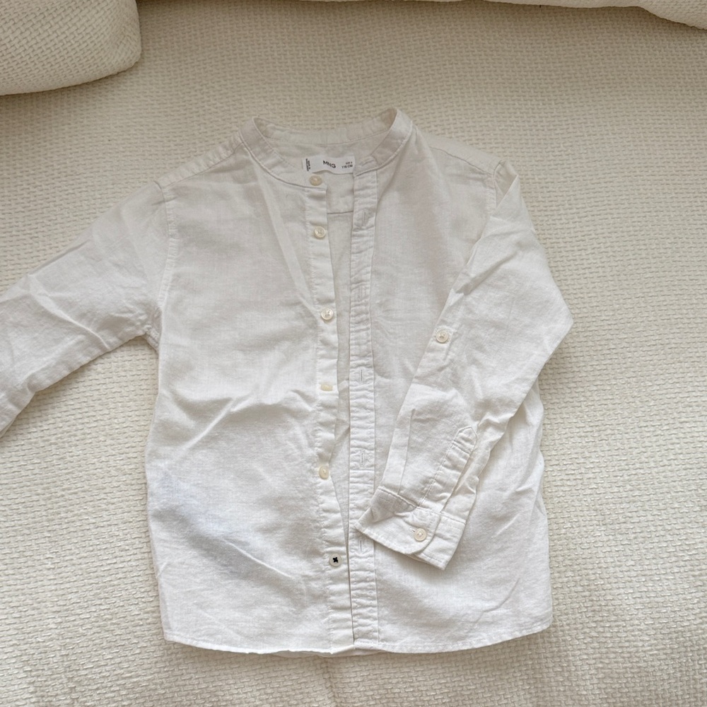 Kids linen White Button-Up Shirt